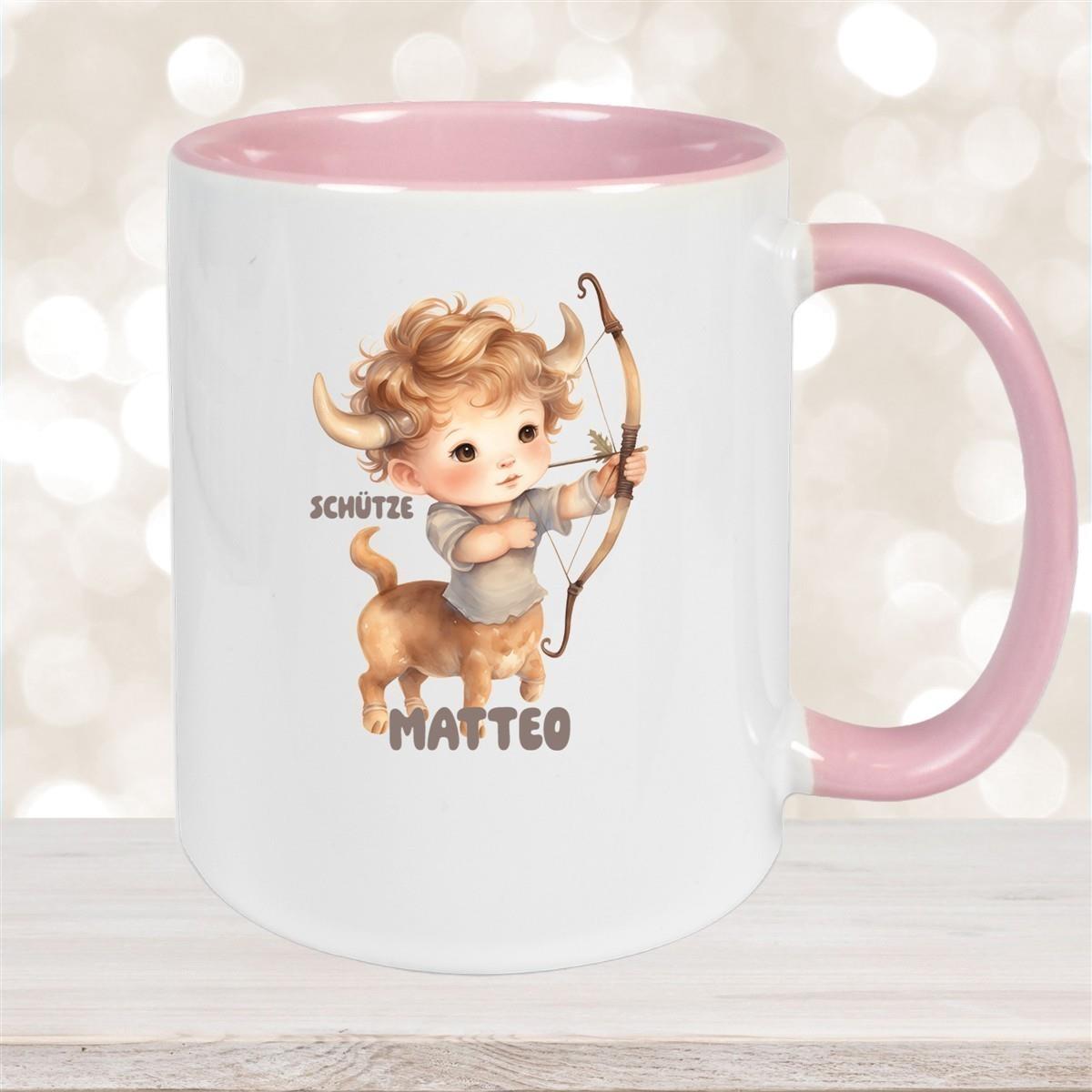 Tasse Sternzeichen Kinder Schütze 1 Wunschname Keramik Kinderbecher personalisiert versch. Farben