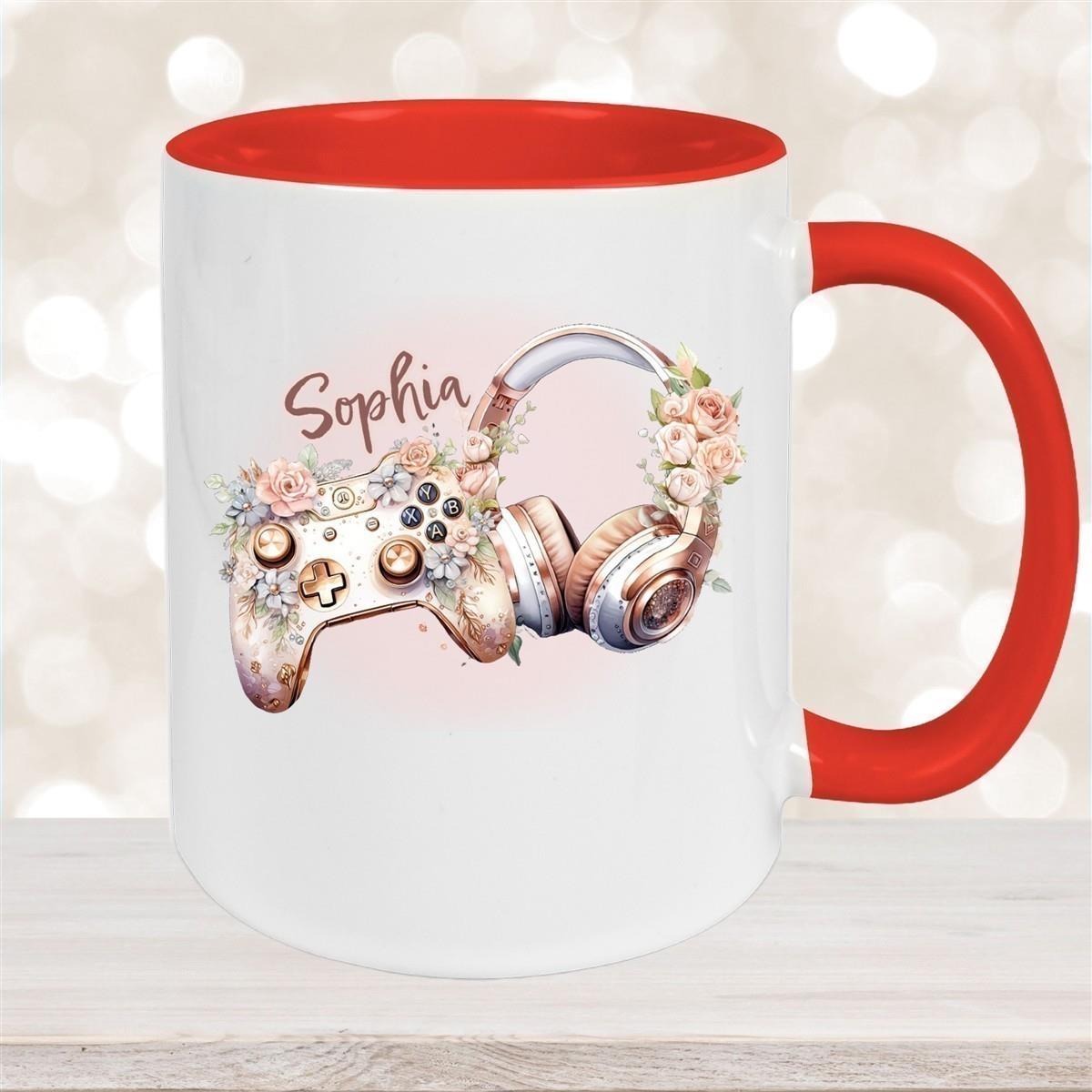 Tasse Gamer 4 Wunschname Keramik Kinderbecher personalisiert versch. Farben