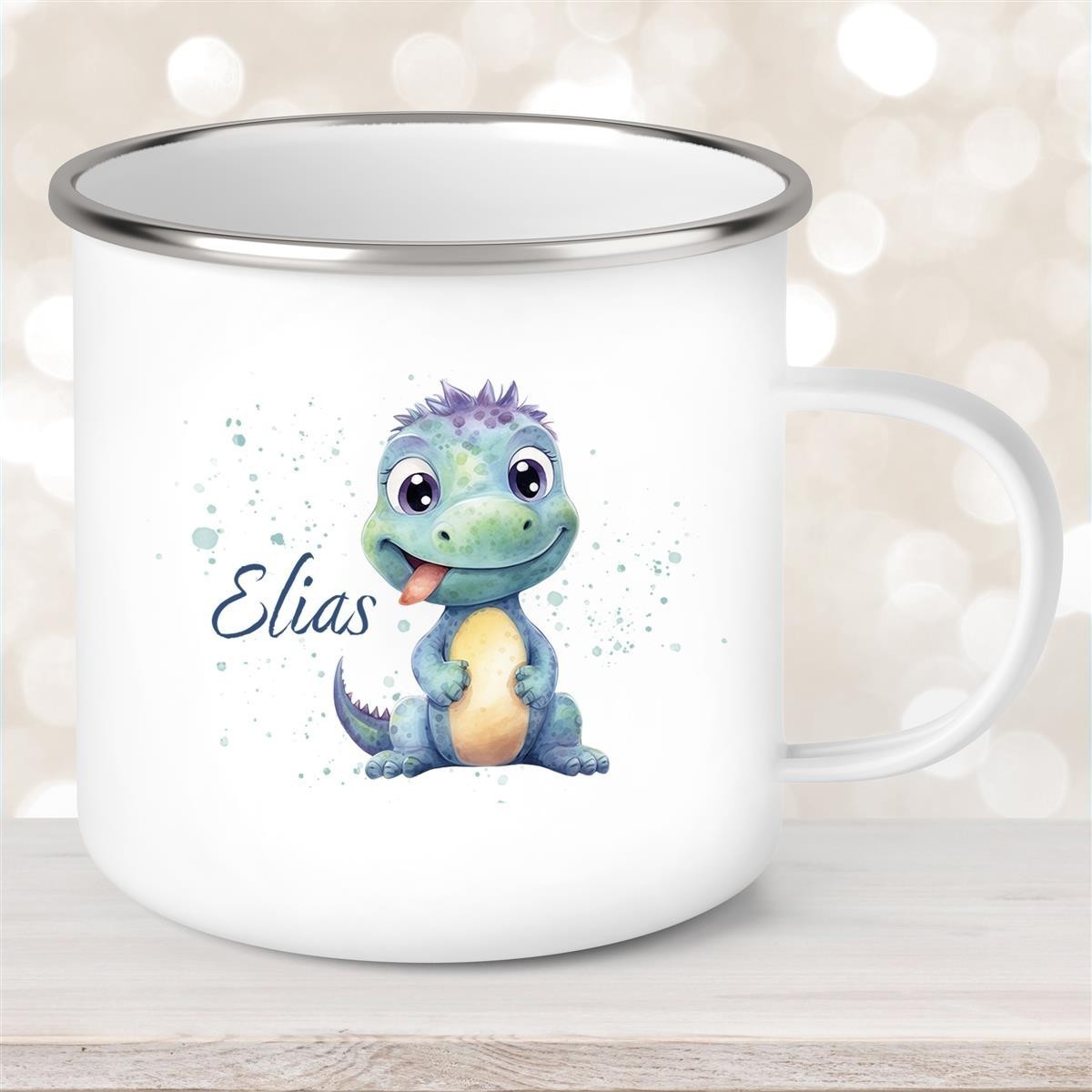 Tasse Wunschname Dino #13 Emaille Kinderbecher Tasse Wunschname Dino #13 Emaille Kinderbecher