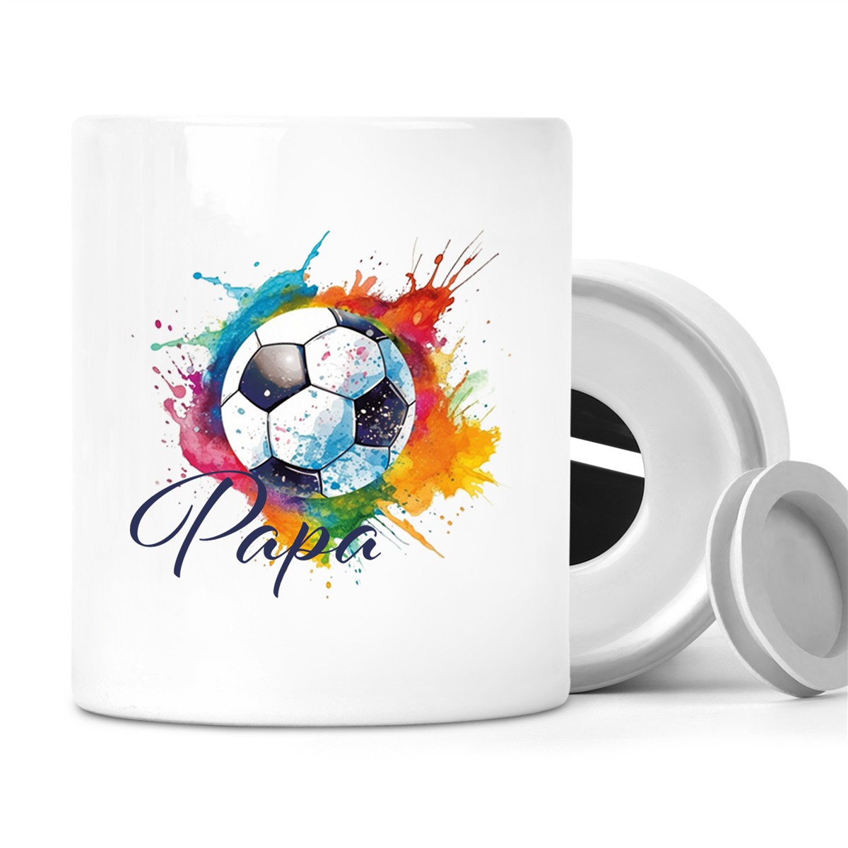 Spardose mit Wunschname Fußball # 20 personalisiert