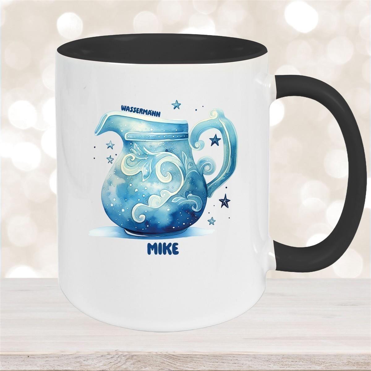 Tasse Sternzeichen Kinder Wassermann 1 Wunschname Keramik Kinderbecher personalisiert versch. Farben