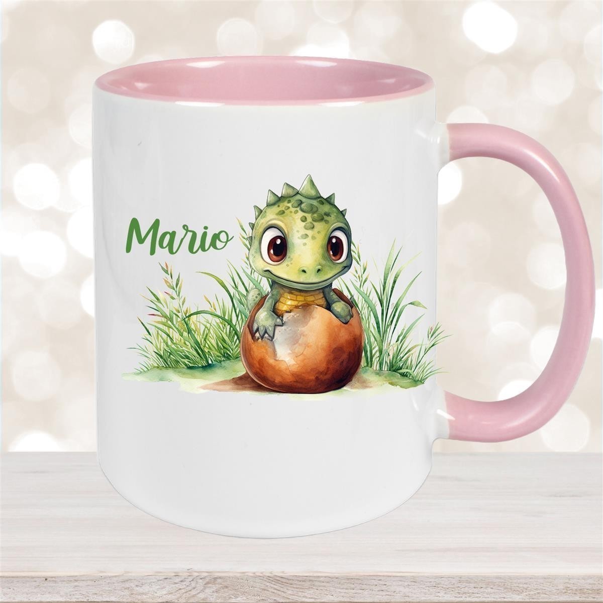 Tasse Dino #7 Wunschname Keramik Kinderbecher Personalisiert versch. Farben