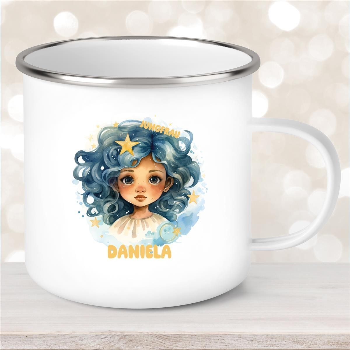 Tasse Sternzeichen Kinder Jungfrau #1 Wunschname Emaille Kinderbecher personalisiert Tasse Sternzeichen Kinder Jungfrau #1 Wunschname Emaille Kinderbecher personalisiert