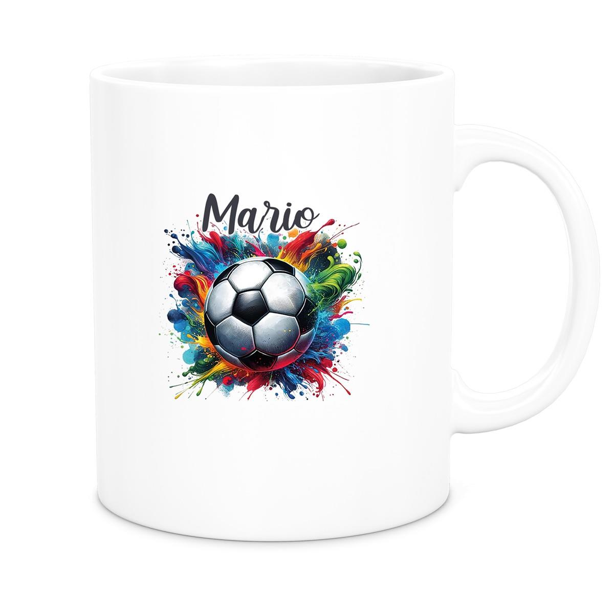 Tasse Wunschname Fußball 12 Personalisiert Keramik Kinderbecher versch. Farben