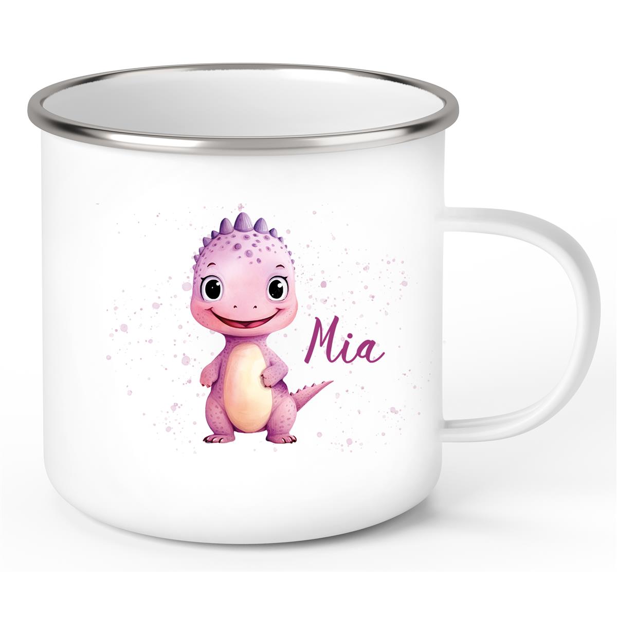 Tasse Wunschname Dino #20 Emaille Kinderbecher