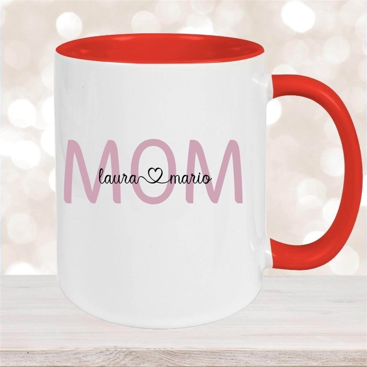 Tasse Muttertag 2 Wunschnamen Keramik Personalisiert versch. Farben