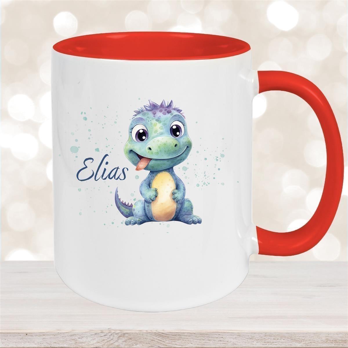 Tasse Dino 13 Wunschname Keramik Kinderbecher Personalisiert versch. Farben