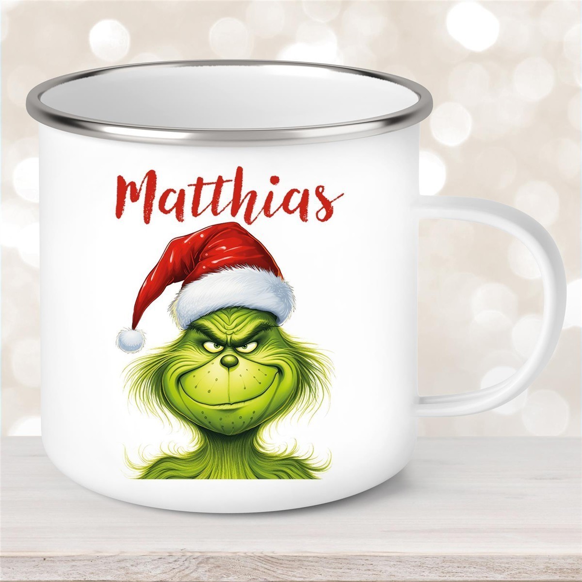 Tasse Wunschname Weihnachten Grinch #3 Emaille Kinderbecher Tasse Wunschname Weihnachten Grinch #3 Emaille Kinderbecher