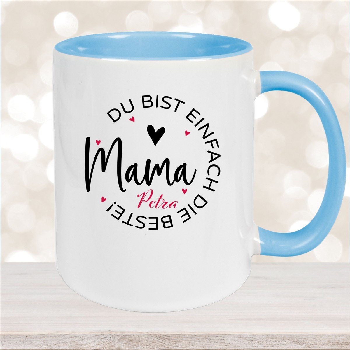 Tasse Muttertag #13 Wunschnamen Keramik Personalisiert Hellblau