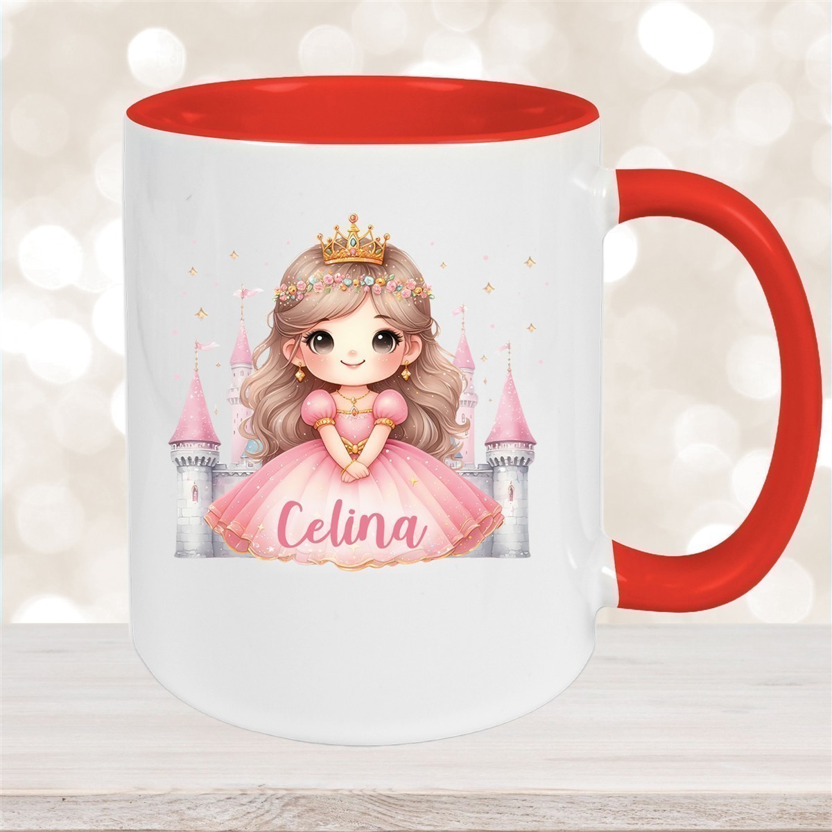 Tasse Kinder Prinzessin #3 Wunschname Keramik Kinderbecher personalisiert versch. Farben