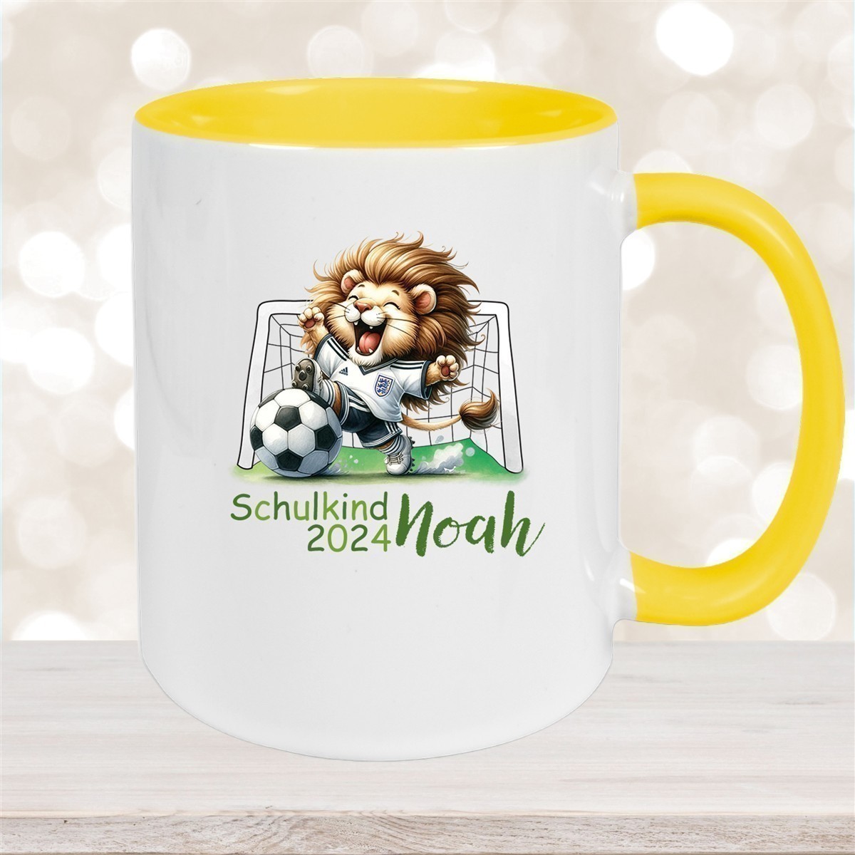 Tasse Schulkind #13 Wunschname Fußball#2 Keramik Kinderbecher Personalisiert versch. Farben