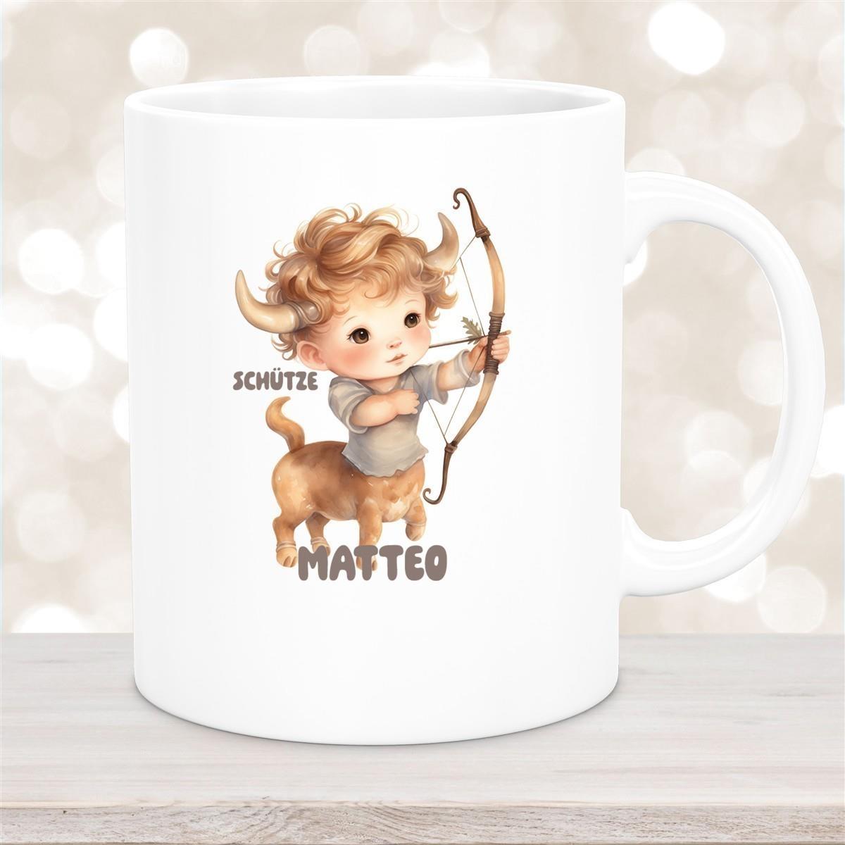 Tasse Sternzeichen Kinder Schütze 1 Wunschname Keramik Kinderbecher personalisiert versch. Farben