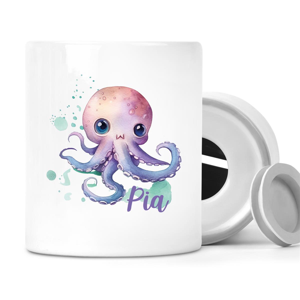 Spardose mit Wunschname Meerestiere Oktupus 1 personalisiert